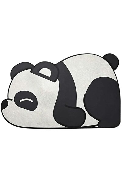 zola Bath mat, anti-slip, quick drying, 60x40 cm, panda bear pattern, black/white