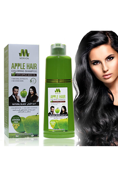 MORVON Morfone Ammonia-Free Black Hair Dye Shampoo with Green Apple Extract 200ml