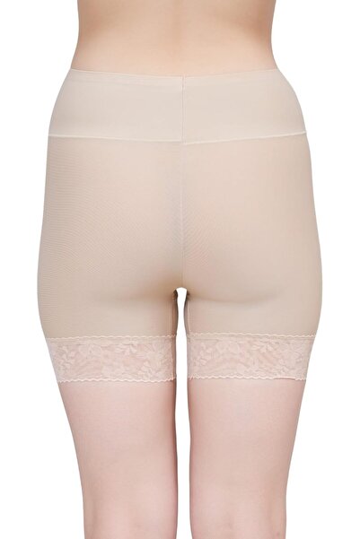 Glamroot Women's Lace Trimmed Anti-Chafing Slip Shorts Seamless Mid-Thigh Boyshorts Underwear