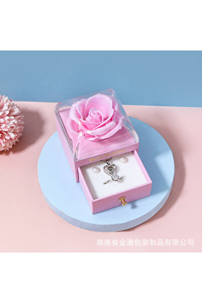 JML Elegant Rose Box, Stainless Steel Necklace, Red Hard Plastic 8x7cm