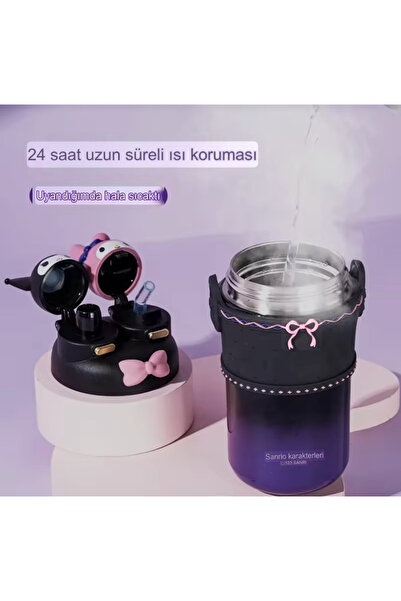 synshop Kuromi My Melody 316 Steel Water Bottle Thermos Double Drinking Chamber Girl Child Adult