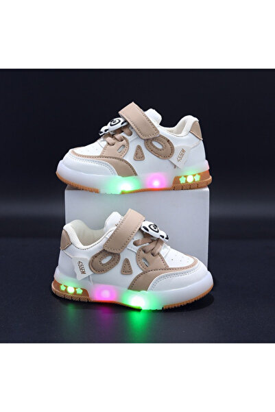 Bebelul Adidasi CREM cu ALB cu luminite - Panda
