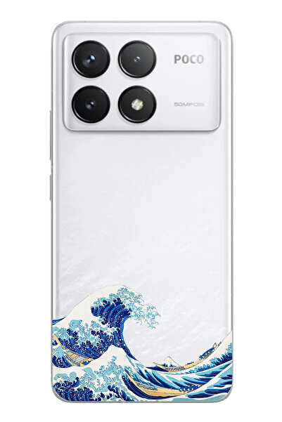 TechTree POCO F6 PRO Uyumlu Kanagawa Oki Nami Ura Dalgası Tasarımlı Baskılı S...
