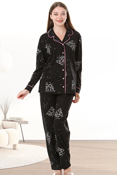 Bella Linda Buttoned Cotton Long Sleeve Women's Pajama Set