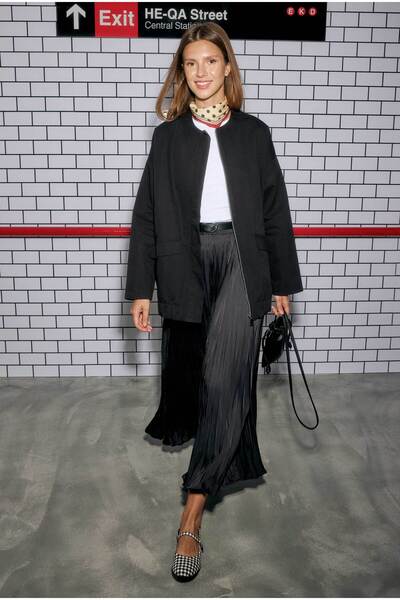 HEQA Fusta plisată neagră