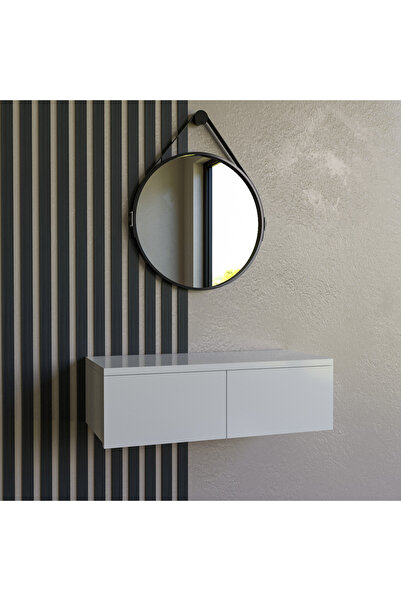 Barida Sanat Konsol İki Çekmeceli | Dresuar | Duvara Monte MDF Ahşap Raf | Makyaj Masası | 80 cm uzunluk