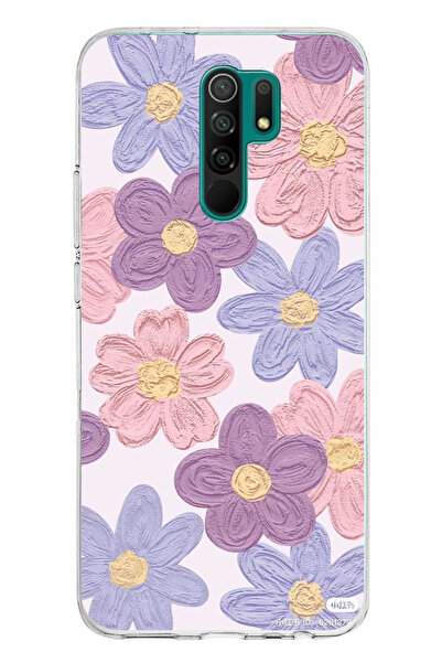 TechTree Redmi 9 Uyumlu Renkli Papatyalar Sulu Boya Şeffaf Silikon Kılıf