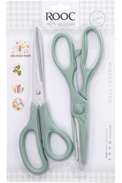 ROOC Özel Tasarımlı 2'li Makas Seti & Mavi & Yeşil