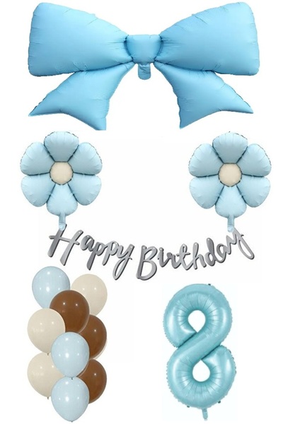 DÜVENCİ TİCARET مجموعة بالونات عيد الميلاد باللون الأزرق على شكل زهرة الأقحوا...