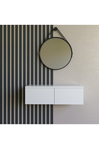 Barida Sanat Konsol İki Çekmeceli | Dresuar | Duvara Monte MDF Ahşap Raf | Makyaj Masası | 80 cm uzunluk