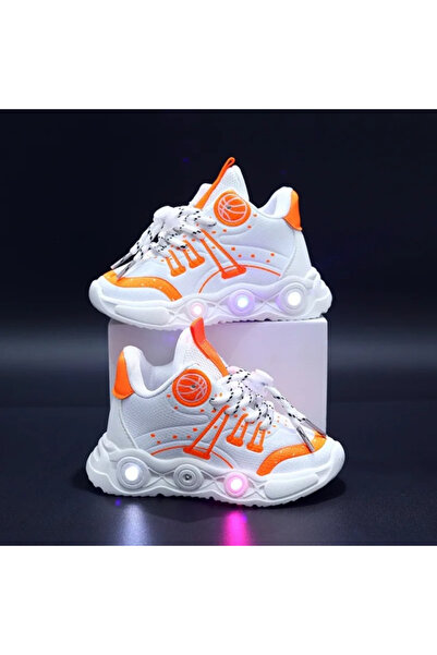 Bebelul White sneakers with ORANGE lights - Baseball