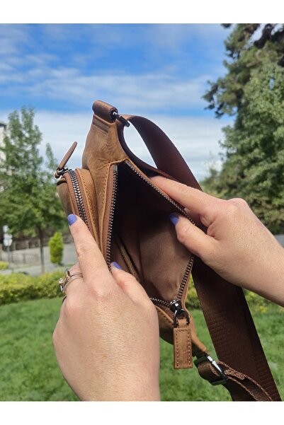 Norvi Leather Genuine Leather Crossbody Bag – Hazelnut Crossbody Model 1213