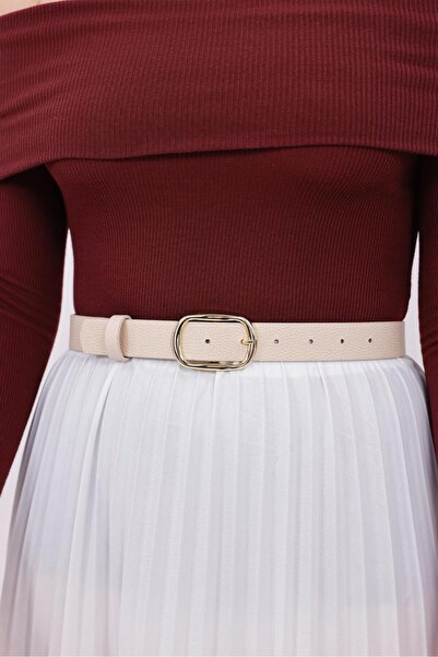 MODAM HİFA Oval Buckle Women's Belt Dress Belt Waist Belt Shirt Belt Trouser Belt