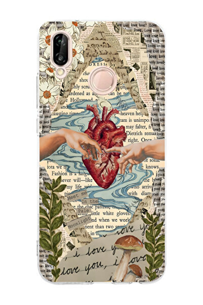 Elorakılıf Huawei P20 Lite Uyumlu Baskılı Yumuşak Silikon Şeffaf Telefon Kılıfı