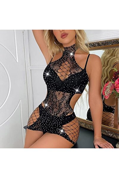 4basix Women’s Sexy Bodystocking Lingerie – One Piece Fishnet Mesh Bodysuit for Women, Transpare