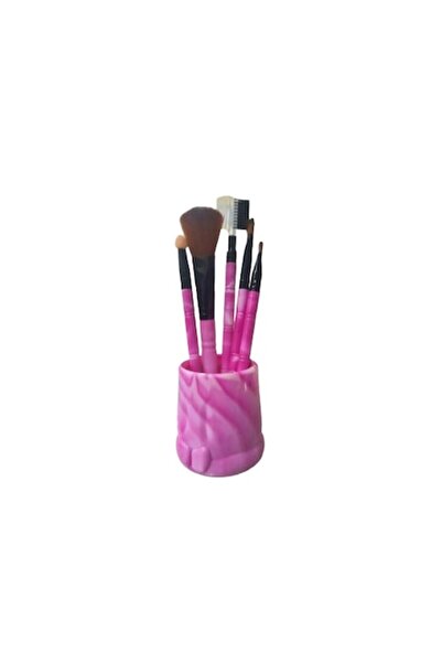 Clini 5 Piece Makeup Brush Set with Pink Holder,