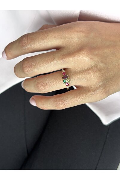 Ressia Princess Model Asymmetrical Multi-Colored Ring
