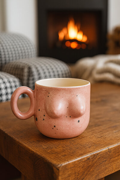 Hulganz El Yapımı Seramik Artistik Sırlı Kupa Kadın Memeli / Göğüslü Çay Kahv...