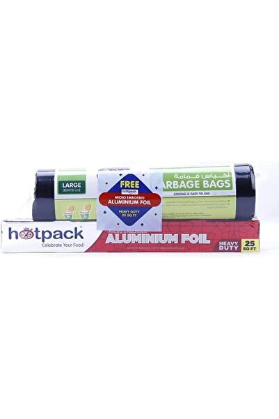 Hotpack Garbage Bag Roll, 80 X 110 cm, 15 Bags + Aluminium Foil, 25 Sq. Ft
