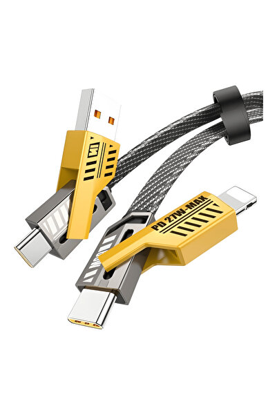 Tim 4 in 1 USB-C / Lightning / MicroUSB Cable, Fast Charge up to 65W, Data Transfer 480 Mbps