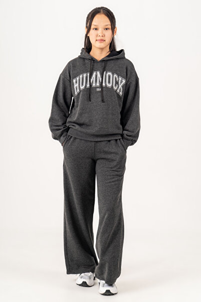 GİYİCEM TEKSTİL Girl's Basic Hummock 1964 Printed Tracksuit Set 6512