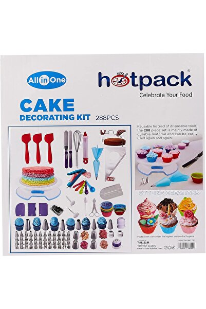 Hotpack طقم تزيين الكيك القابل لإعادة الاستخدام، مع طاولة 30 سم، 288 قطعة، مجموعة واحدة
