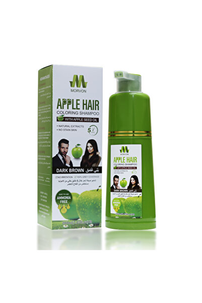 MORVON Morovon Dark Brown Ammonia-Free Hair Dye Shampoo with Green Apple Extract 200ml