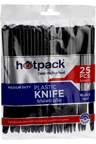 Hotpack Economy Medium Duty Plastic Knife Black, 25 Pieces