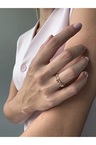 Ressia Rectangular Colored Baguette Stone Row Ring |