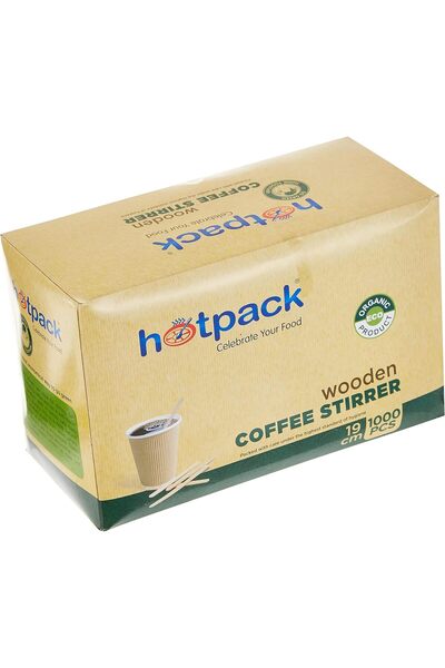 Hotpack أداة تحريك مشروبات القهوة والشاي الخشبية للاستخدام مرة واحدة، 19 سم، 1000 قطعة