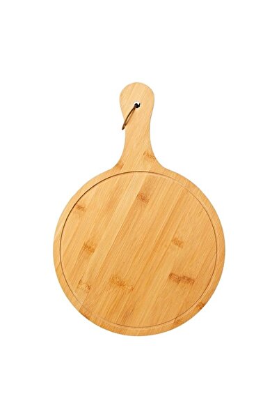 Generic Wooden Round Flat Fruit Pizza Serving Board Tray Plate with Handle