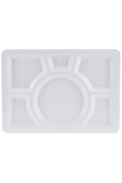 Generic Dinewell Rectangular 6 Partition (Mess Tray), White, Dwhp3142W