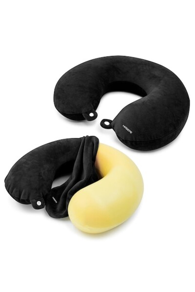 HASEPE Pernă de călătorie cu spumă cu memorie HASEPE, neagră