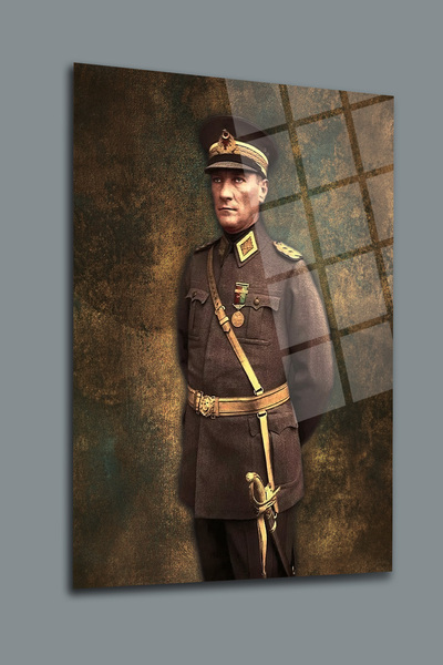 glassartdesign Pictură în sticlă de Atatürk-6 Pictură de Atatürk - Pictură Pa...