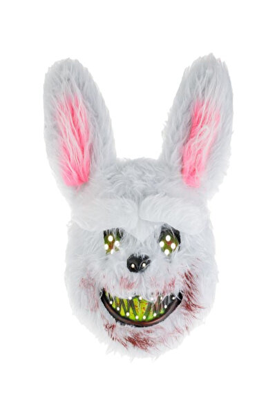 OEM White Rabbit Face Horror Disguise Mask with Blood in Teeth