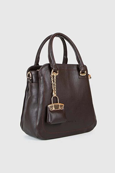 MORCA Women's Hand and Shoulder Bag with Gold Detailed Strap, Brown