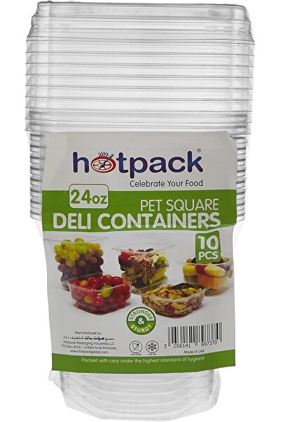 Hotpack Disposable PET, Clear, Food Storage, Deli Container Square 24 ounce w...