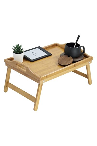 Generic KKTONER Bamboo Bed Tray Table with Folding Legs Foldable Serving Port...