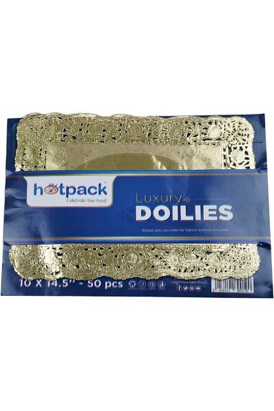 Hotpack Gold Rectangular Doilies 35cm x 37cm, 50 Pieces