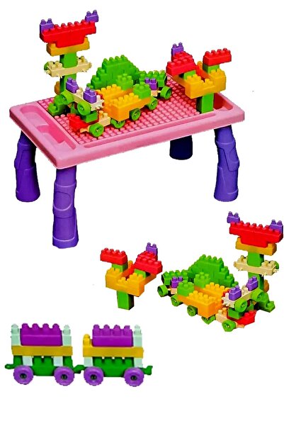 BYZ TOYS 100 PARÇA PEMBE RENK İNŞA YAPI BLOK AKTİVİTE MESASI EĞİTİCİ SET OYUN...
