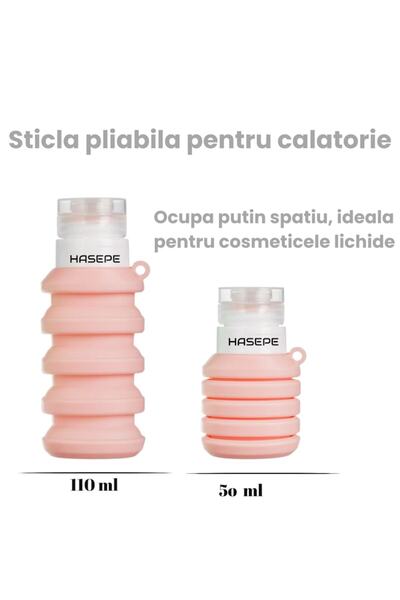 HASEPE Set 2 biberoane de călătorie 90-100 ml din silicon moale, format de călătorie