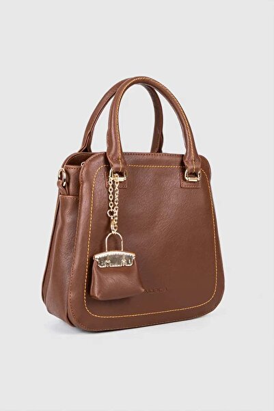 MORCA Women's Hand and Shoulder Bag with Gold Detailed Strap, Tan