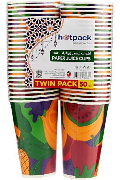 Hotpack كوب عصير ورقي 12 أونصة 25 قطعة × عبوتين