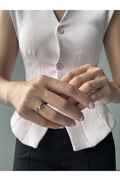 Ressia Princess Model Colorful Zircon Stone Daisy Ring