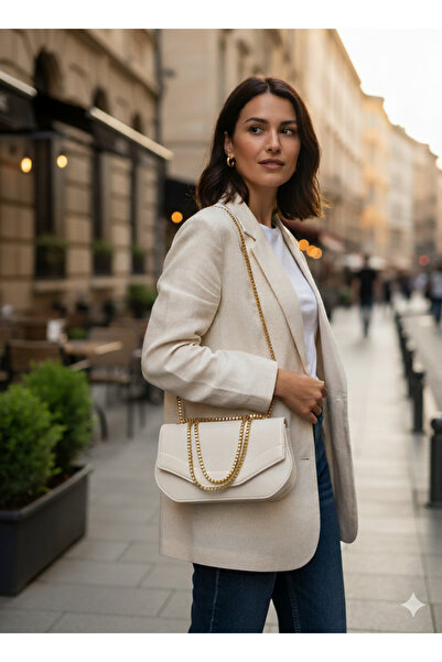 Satuna Geantă de umăr pentru femei bretea crossbody |   Geantă elegantă și modernă cu detaliu de lanț