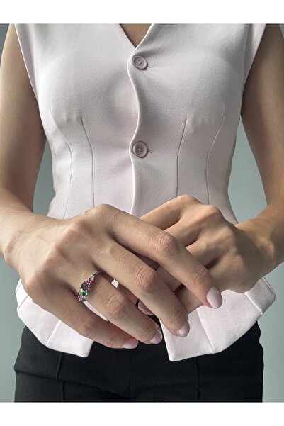 Ressia Princess Model Asymmetrical Multi-Colored Ring