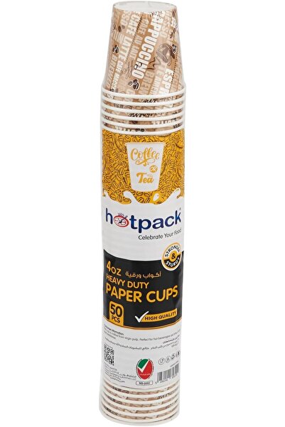 Hotpack 4 oz 50 Count Heavy Duty Printed Paper Cups, Disposable Small Cups for Espresso, Parties & S