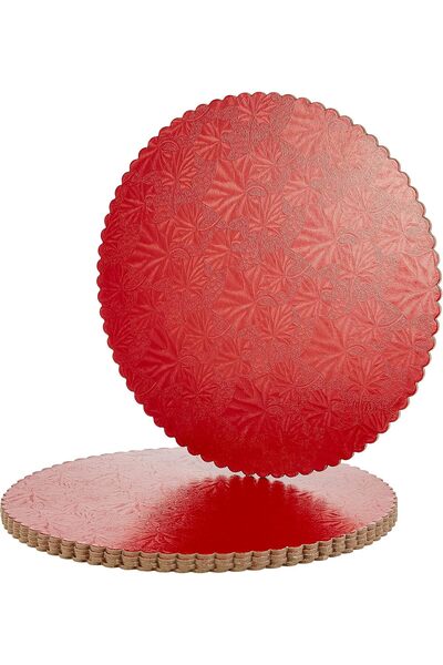 Hotpack Round Red Cake Board 30cm, 5 Pieces