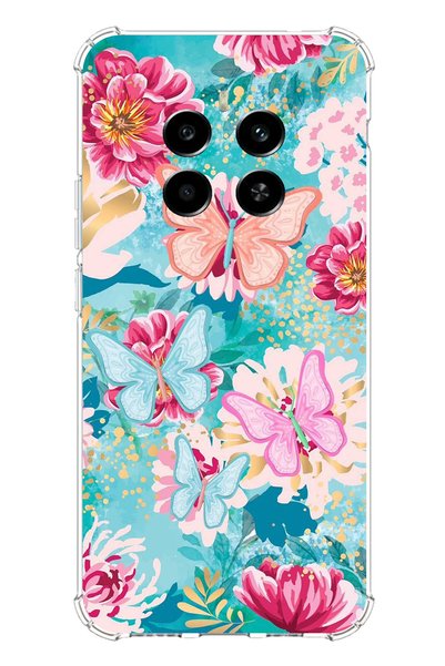 TechTree Realme 12 Plus Compatible Butterflies and Flowers Printed Silicone Case