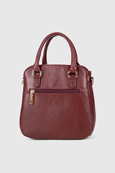 MORCA Women's Hand and Shoulder Bag Burgundy with Gold Detailed Strap